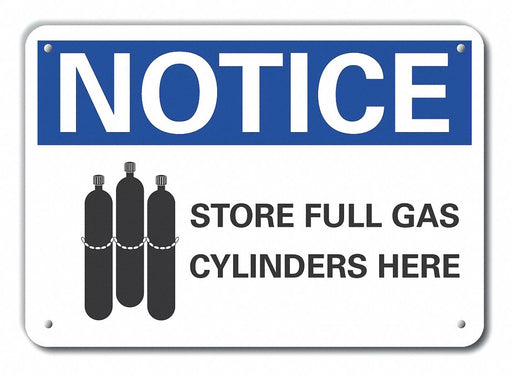 Alum Cylinder Handling Note Sign 7x10in