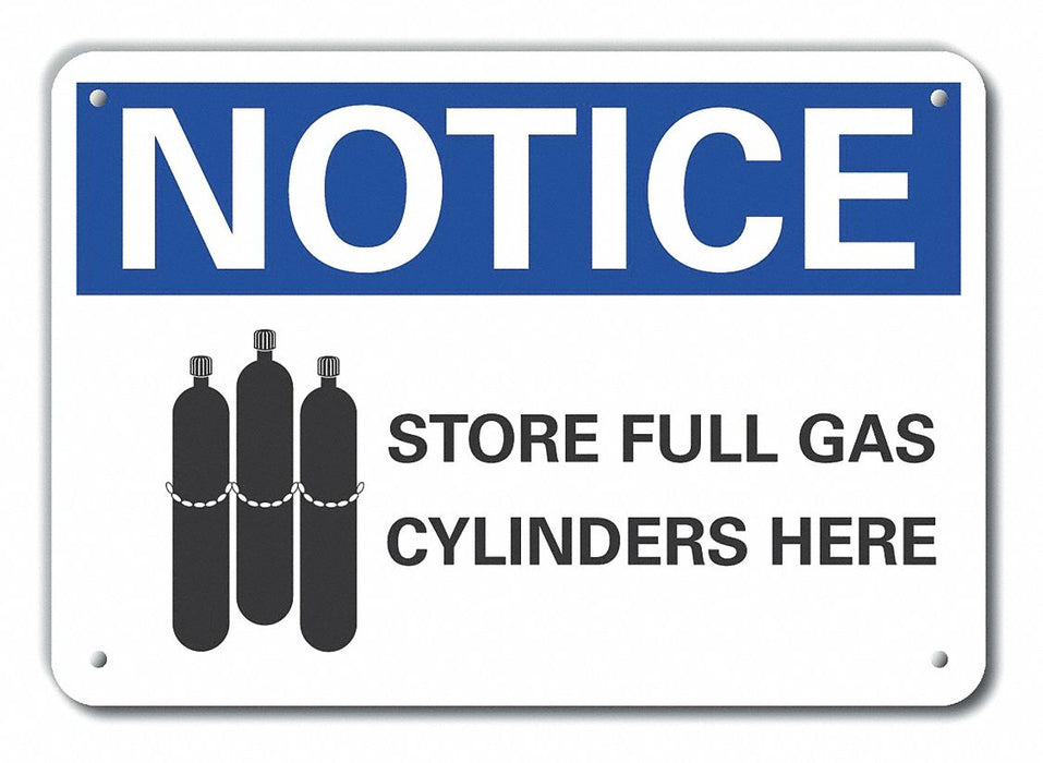 Cylinder Handling Note Sign 10x14in Alum
