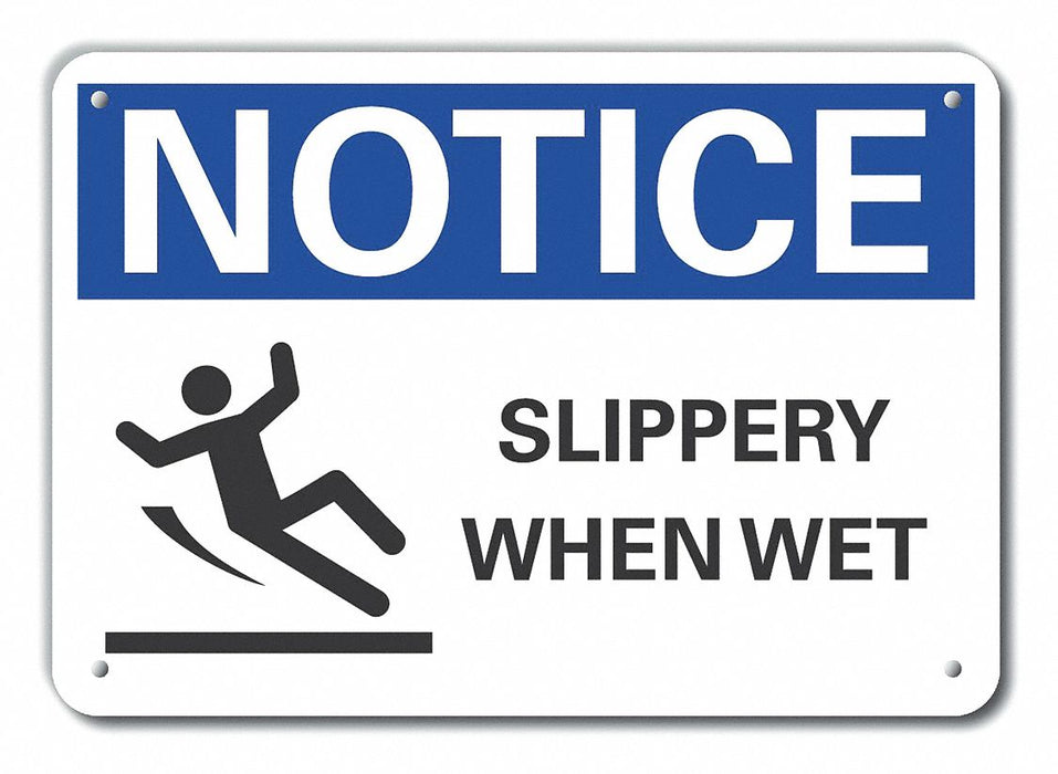 Alum Slippery Floor Notice Sign 7x10in