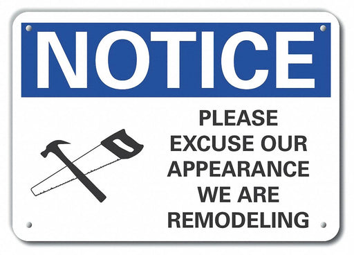Alum Constrction Area Notice Sign 7x10in