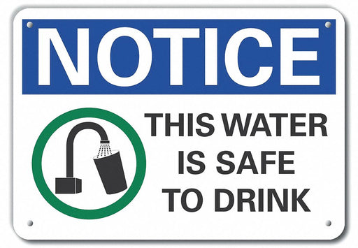 Alum Potable Water Notice Sign 10x14in