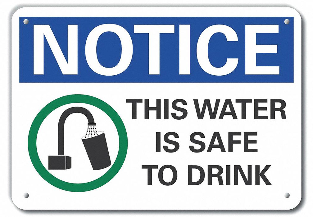Potable Water Notice Sign 7x10in Plastic