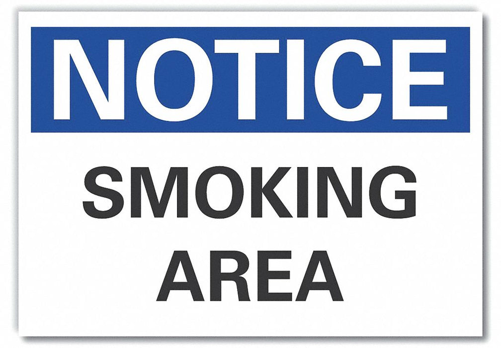Smoking Area Notice Lbl 7x10in Polyest