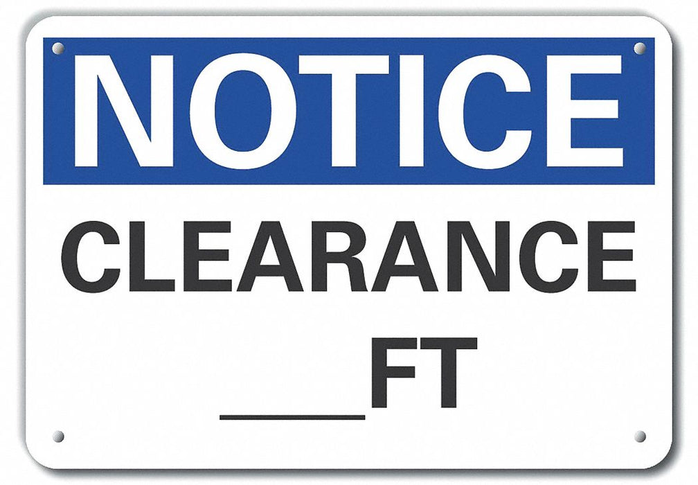 Clearance Notice Sign 7x10in Plastic