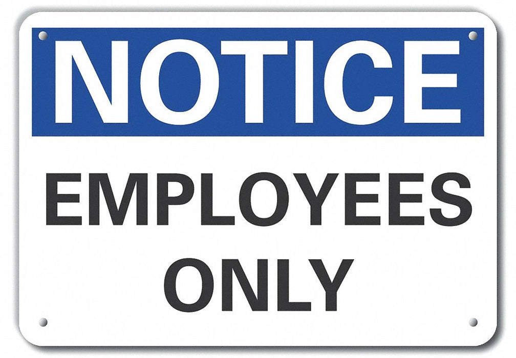 Employee Visitor NoteSign 7x10in Plastic
