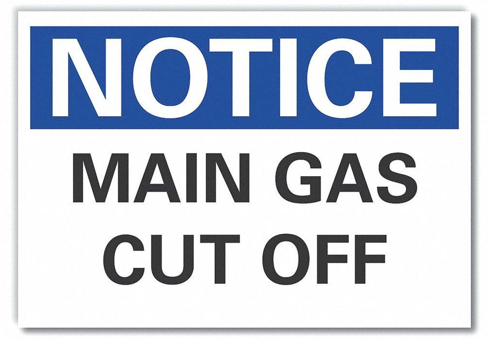 Gas Cut Off Notice Rflctv Label 10x14in