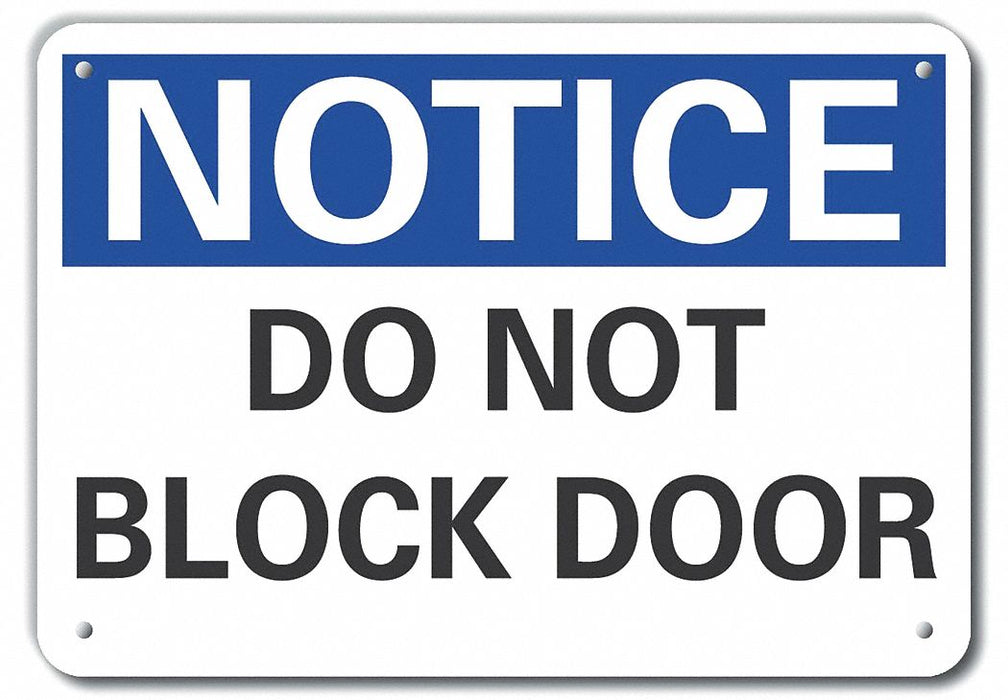 Door Instrction Notice Sign 10x14in Alum