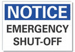 Emergency Shut Off Notice Label 7x10in