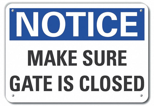 Alum Gate Operation Notice Sign 10x14in