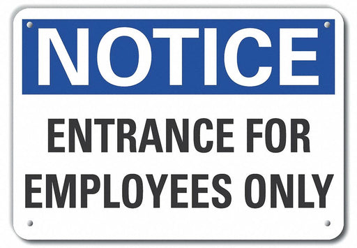 Alum Employee Visitor Note Sign 10x14in
