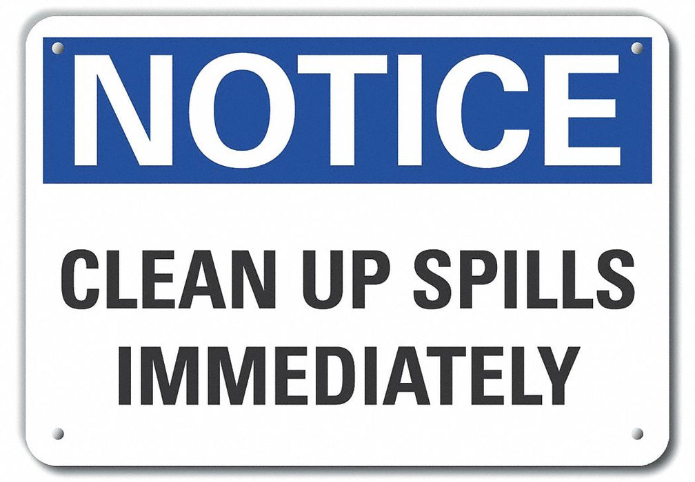 Alumin Spill Control Notice Sign 7x10in