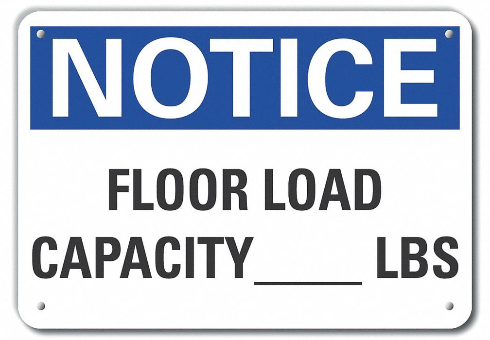 Rflct Floor Load Notice Sign 7x10in Alum