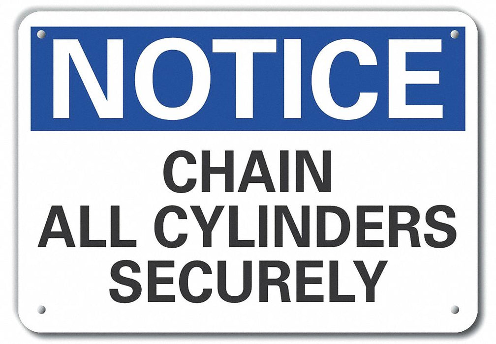 Cyl Handling Notice Sign 7x10in Plastic