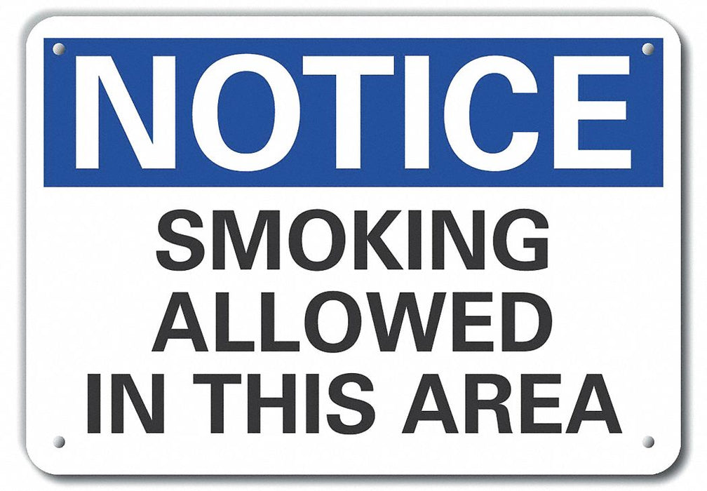 Rflct Smoking Area Notice Sign 10x14in