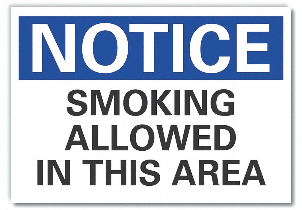 Smoking Area Notice Rflct Label 3.5x5in