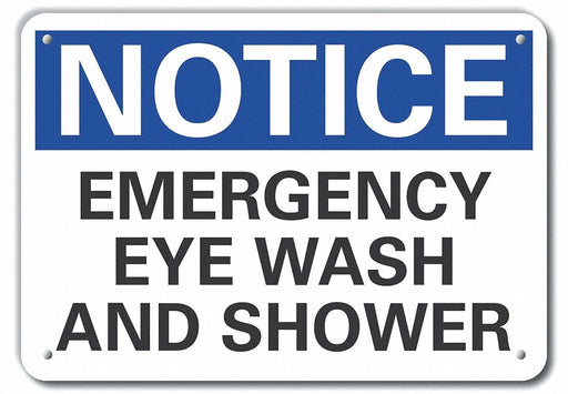 Alum Eye Wash/Shower Notice Sign 10x14in