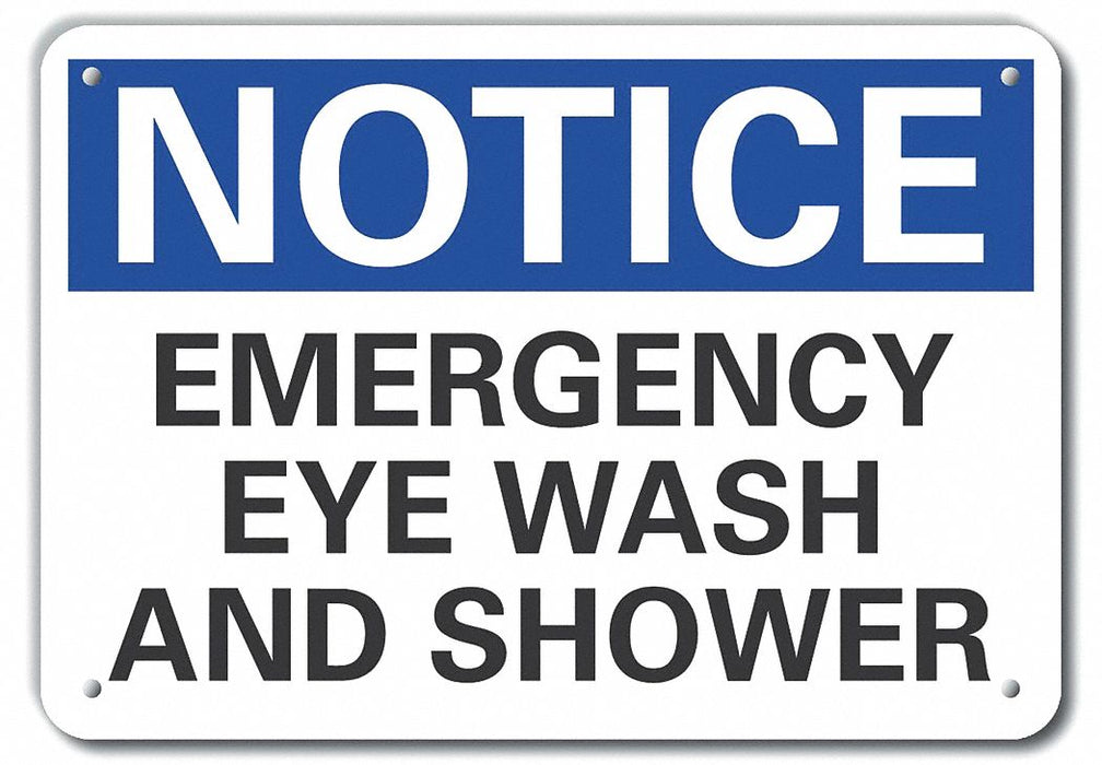 Eye Wash/Shower Notice Sign 7x10in Alum