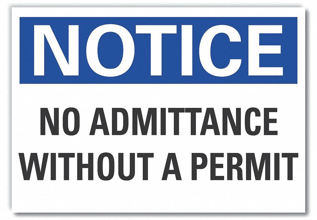 No Admittance Notice Label 3 1/2x5in