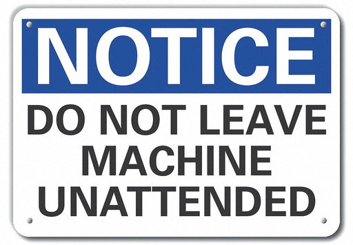 Alum Machine Operation Note Sign 10x14in