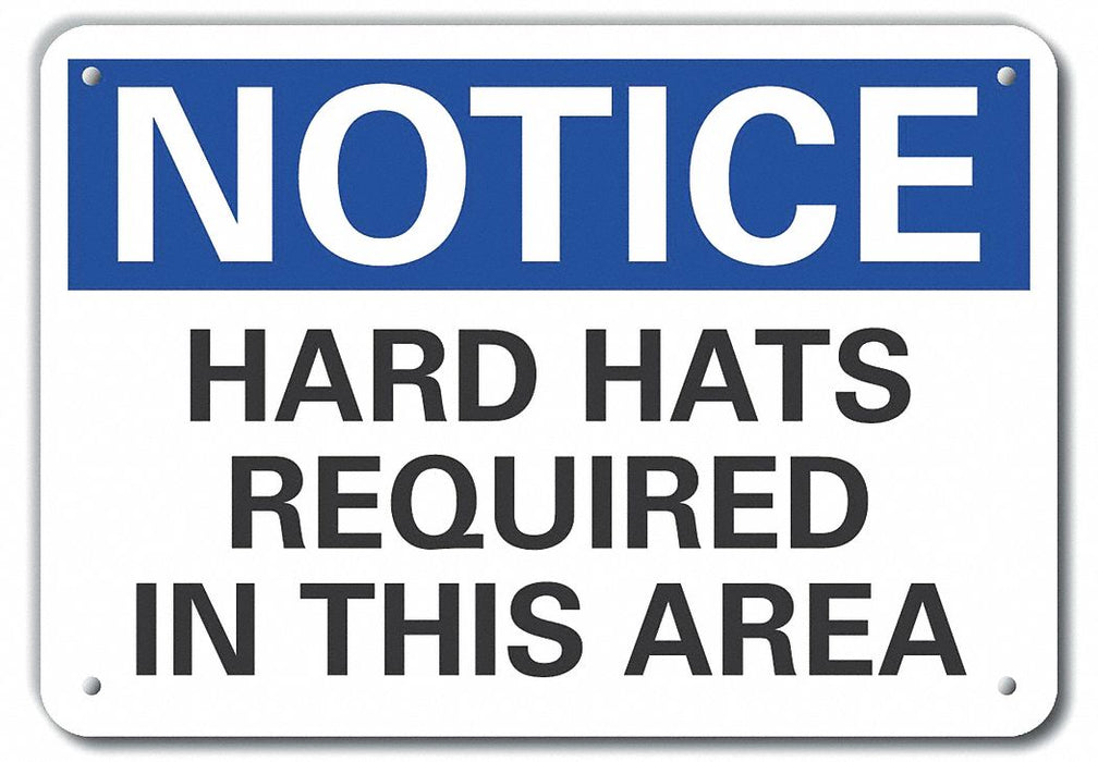 Hard Hat Notice Sign 10inx14in Aluminum