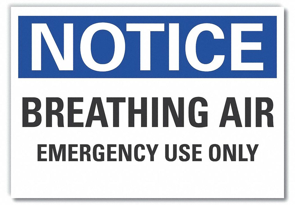 Breathing Apparatus Notice Label 5x7in