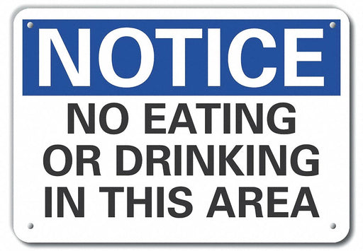 Alum Eating Rstrictn Notice Sign 10x14in