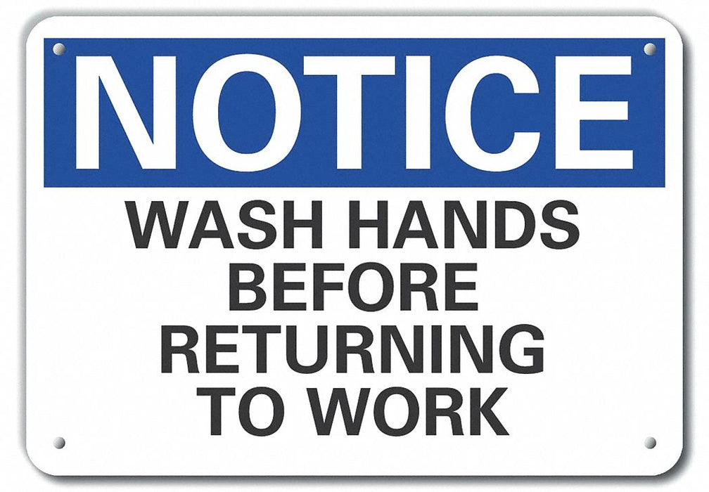 Rflct Wash Hands Notice Sign 7x10in Alum