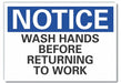 Wash Hands Notice Reflective Label 5x7in