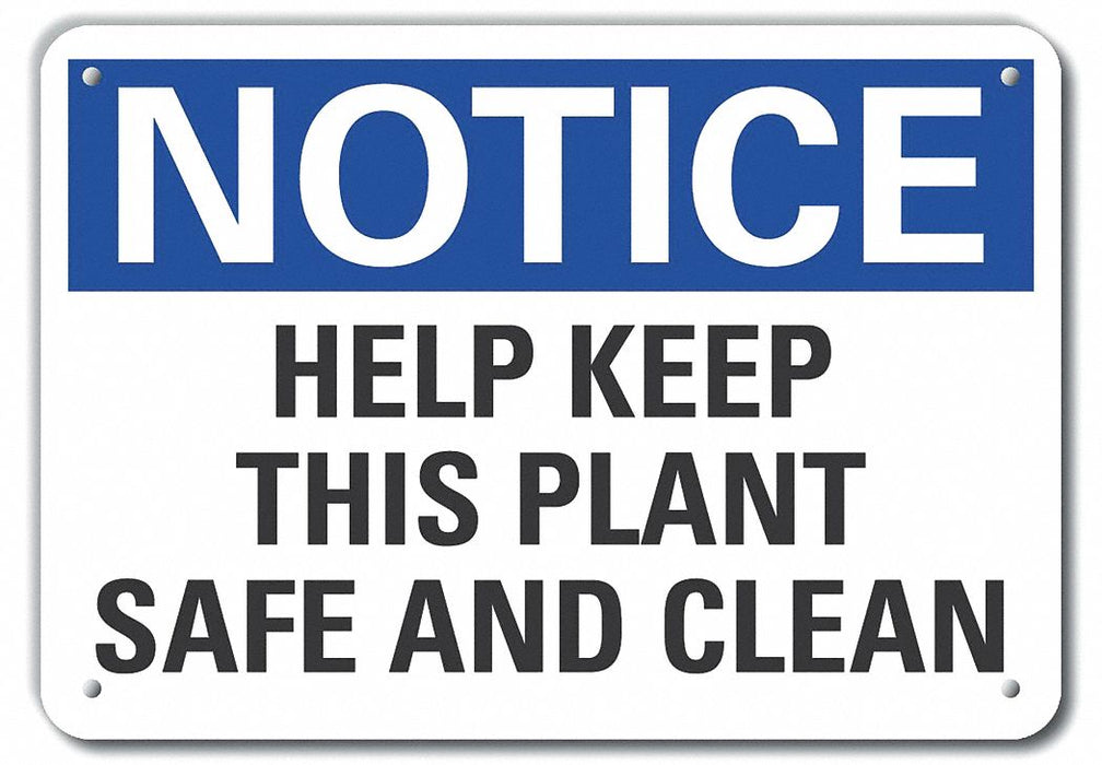 Plastic Cleaning Notice Sign 7x10in