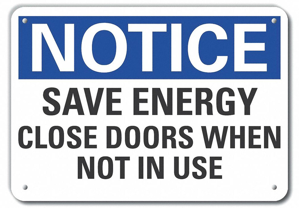 Alum Door Instruction Notice Sign 7x10in