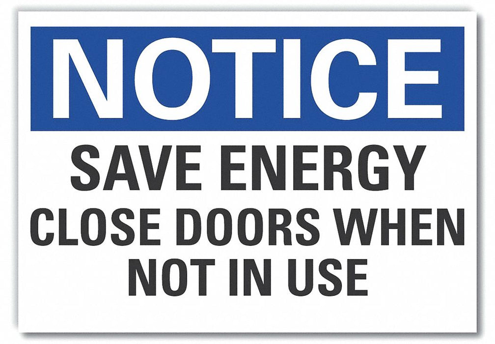 Door Instruction Notice Label 7x10in