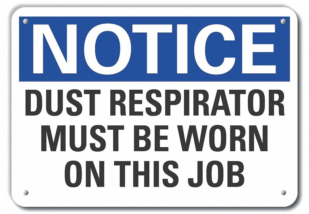 Dust Mask Notice Sign 10x14in Plastic