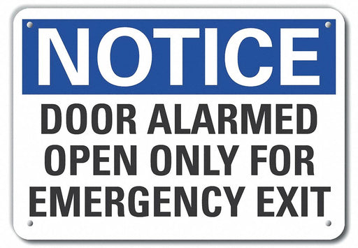Alum Door Instrction Notice Sign 10x14in