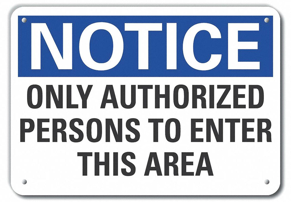 Rflct Auth Personnel Notice Sign 7x10in
