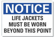 Life Jackets Notice Labl 10x14in Polyest
