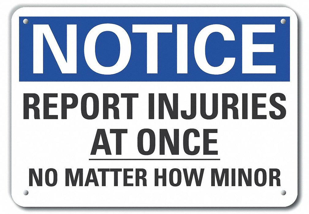 Accident Reporting Notice Sign 7x10in