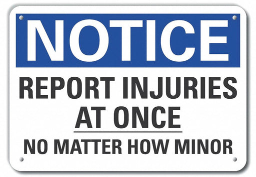 Accident Reporting Notice Sign 7x10in