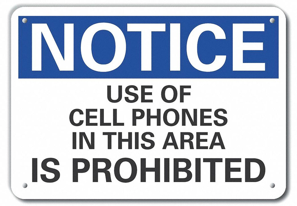 Rflctv No Phones Notice Sign 7x10in Alum