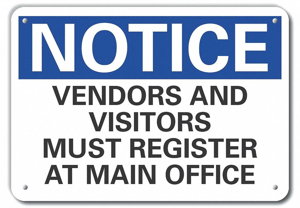 Aluminum Visitors Notice Sign 10x14in