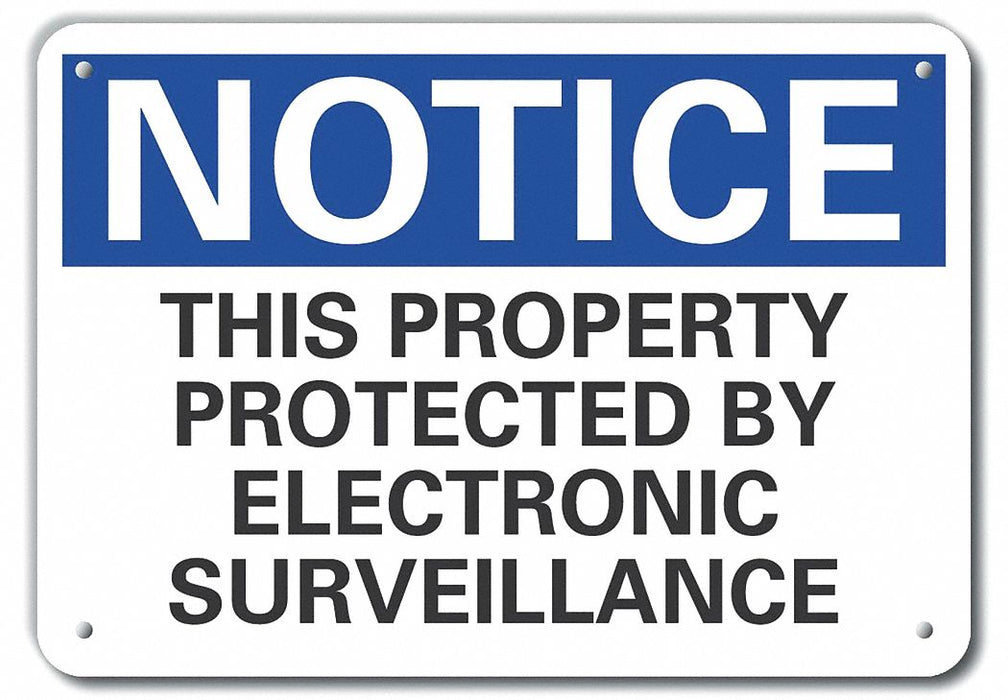 Alumin Surveillance Notice Sign 10x14in