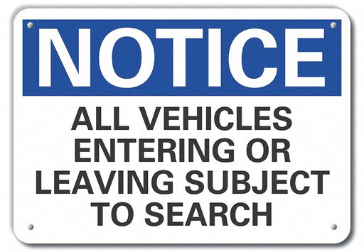 Aluminum Inspection Notice Sign 10x14in
