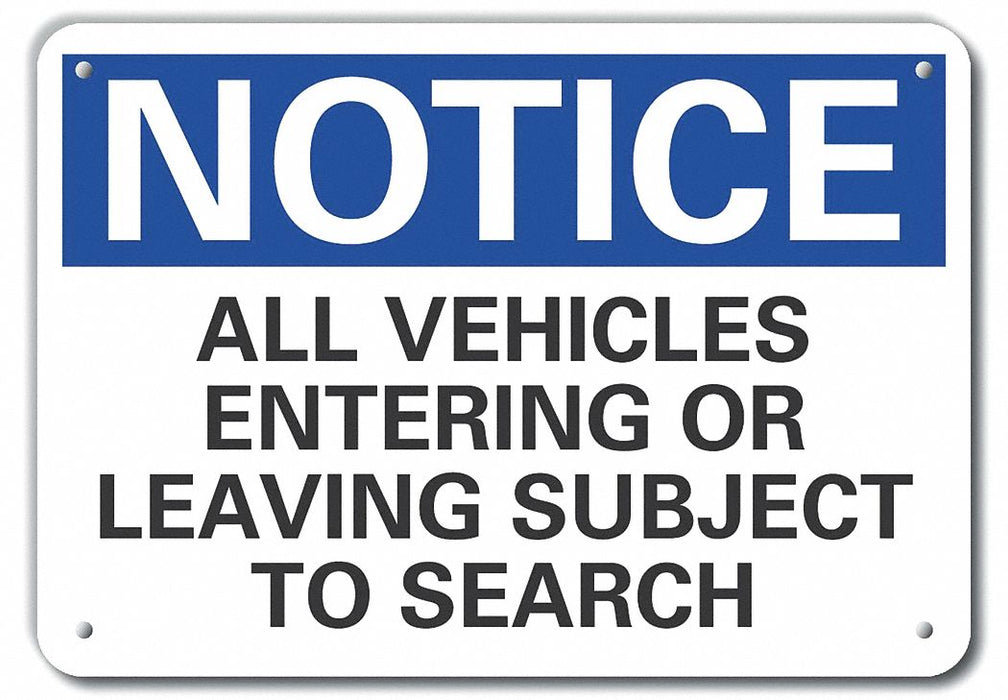 Aluminum Inspection Notice Sign 7x10in