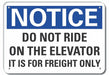 Elevator Hazard Notice Sign 10x14in Alum