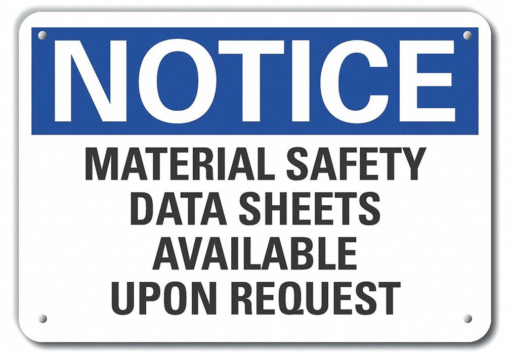 Alum Msds Info Notice Sign 10x14in