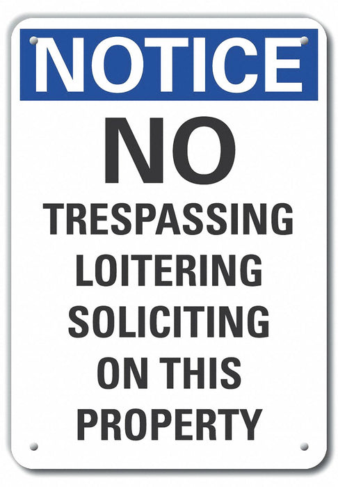 No Trespassing Notice Sign 14x10in Plstc