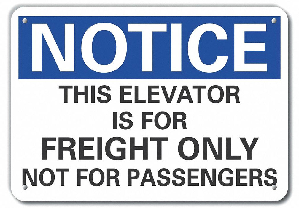 Rflct Elevator Hzrd Notice Sign 10x14in