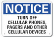 Plastic No Phones Notice Sign 10x14in