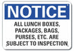 Plastic Inspection Notice Sign 10x14in