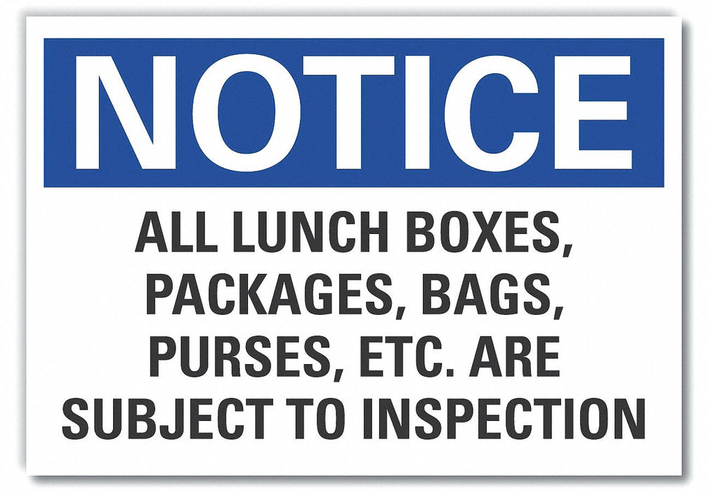 Inspection Notice Labl 7x10in Polyester