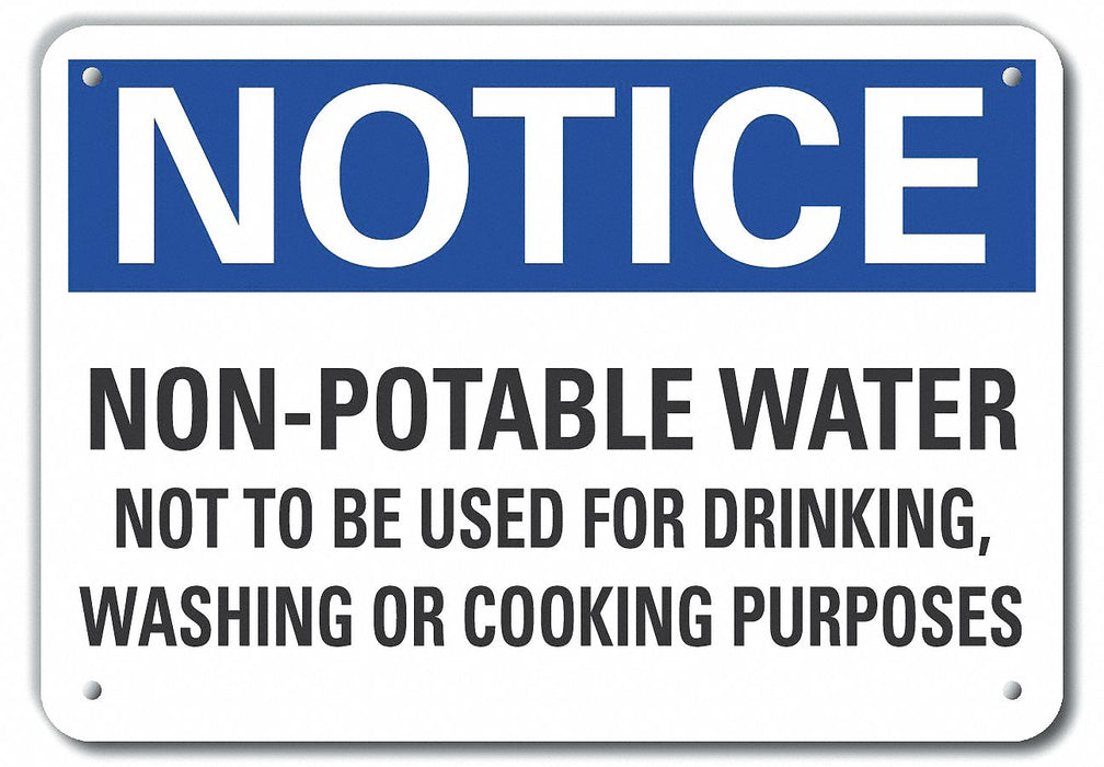 Potable Water Notice Sign 10x14in Plstc